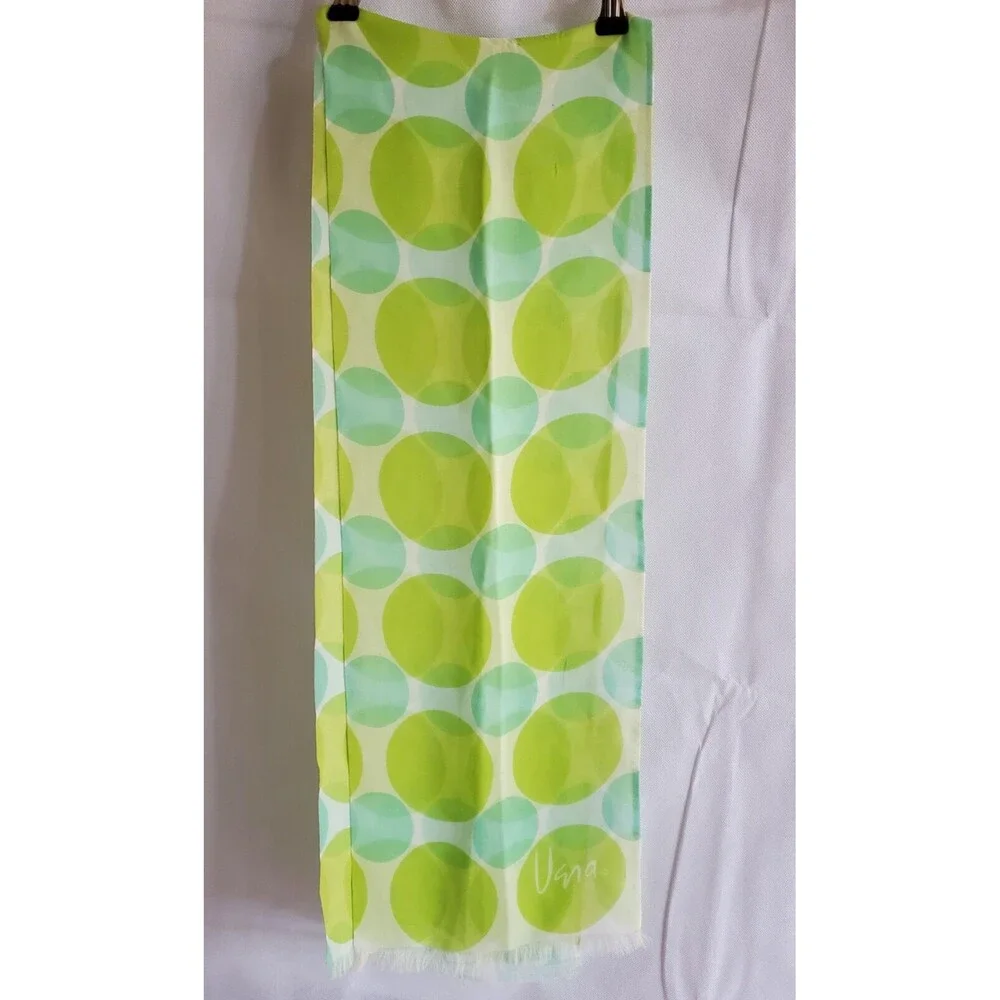 Vintage Vera Neumann Verasheer Mod Polka Dot Long Scarf Silk Blend Summer Green‎